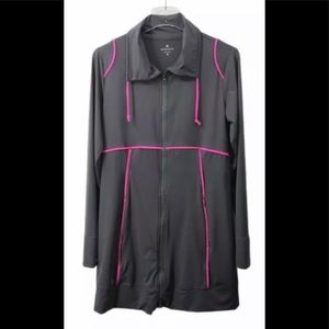 Athleta Spinnaker Long Sun Jacket Gray Asphalt/Hot Pink Size Medium